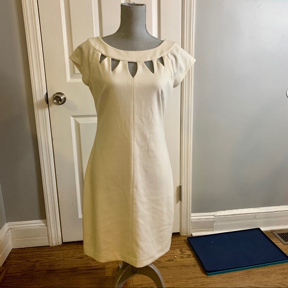 Laundry by Design White Cutout Shift Dress Women's 8 Bridal Bachelorette